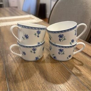 4 Teacups Short Coffee Cups Mugs MIKASA ULTIMA Fine China *Blue Medley* HK 243